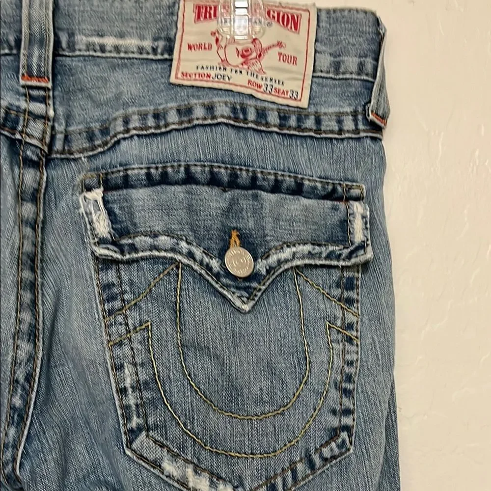 True Religion Joey Blue Distressed Ripped Denim Jeans Casual